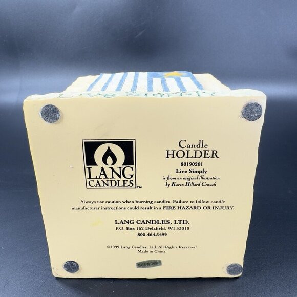 Lang Candles 1999 Square Votive Candle Holder Resin Live Well Cat Heart Raised - Picture 6 of 12